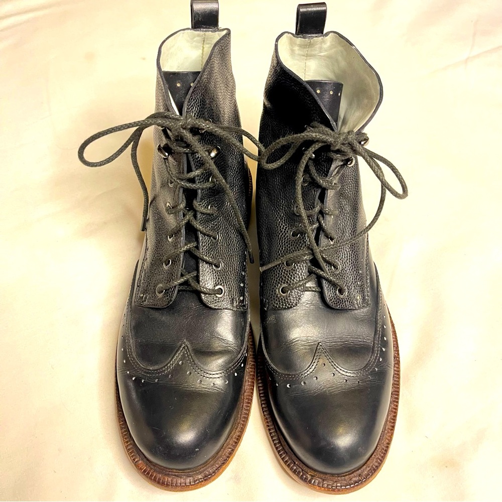 Rag & bone black leather laser cut cozen lace up boots - Picture 2 of 12